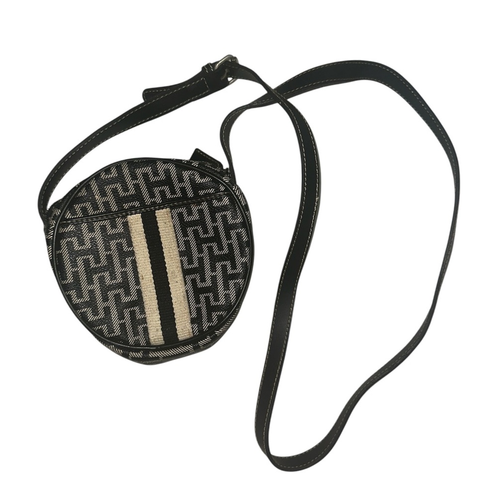 Round Black and Cream Crossbody Bag